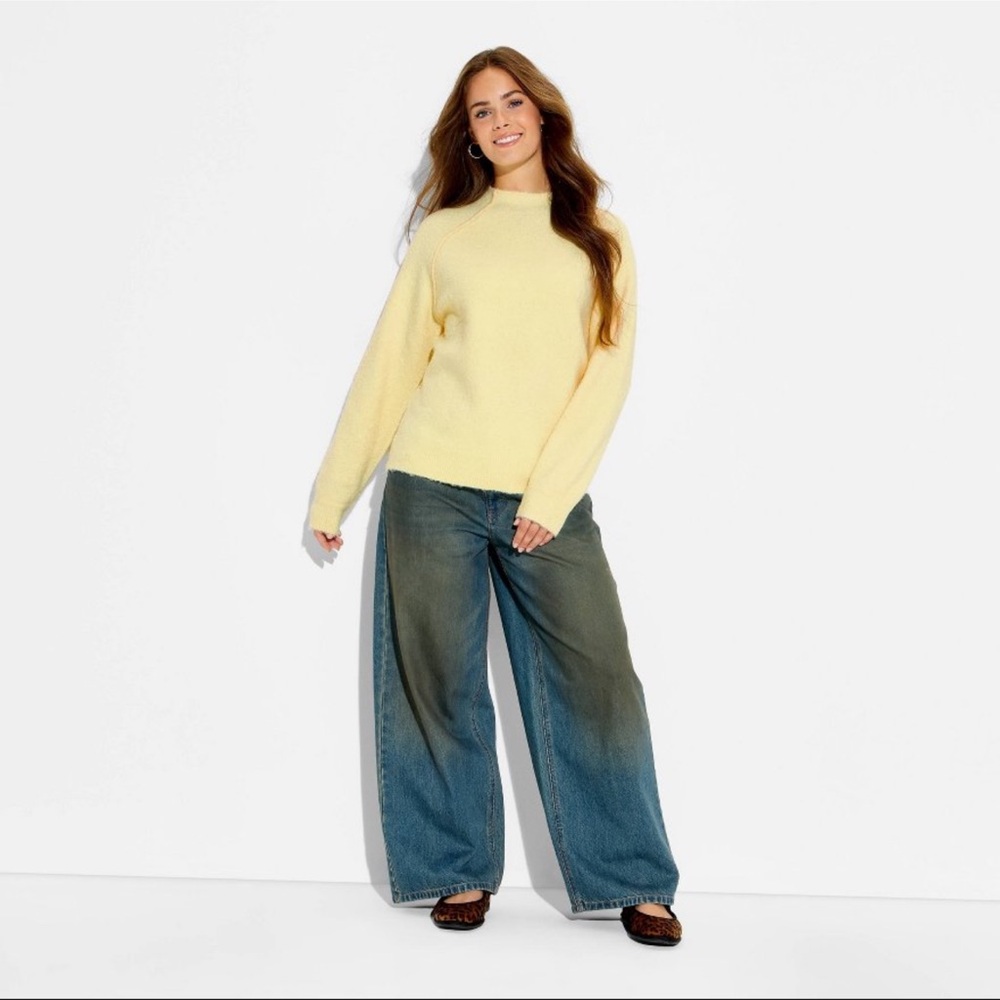 Women's Turtleneck Boucle Tunic Pullover Sweater - Wild Fable™ Yellow XXS & L